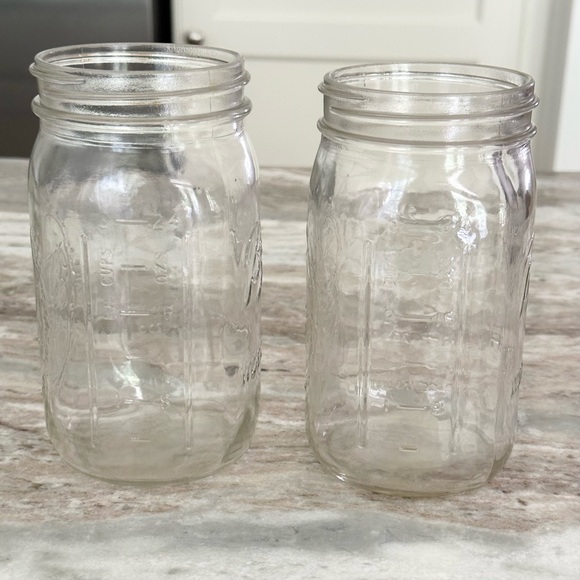 Set of 2 Clear Glass Ball Mason Jars Widemouth- Farmhouse Decor, Drinkware, Vase - Picture 7 of 16
